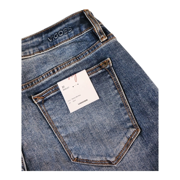 Vigoss Classic Blue Denim Shorts Women's 27 Mid-Rise, Distressed, Summer Casual - Picture 3 of 11